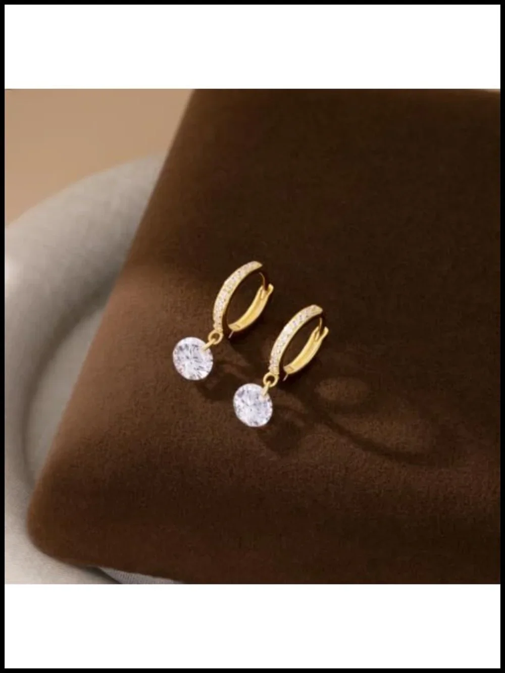 Sterling Silver CZ Drop Hoop Earrings for Women Teens Hypoallergenic